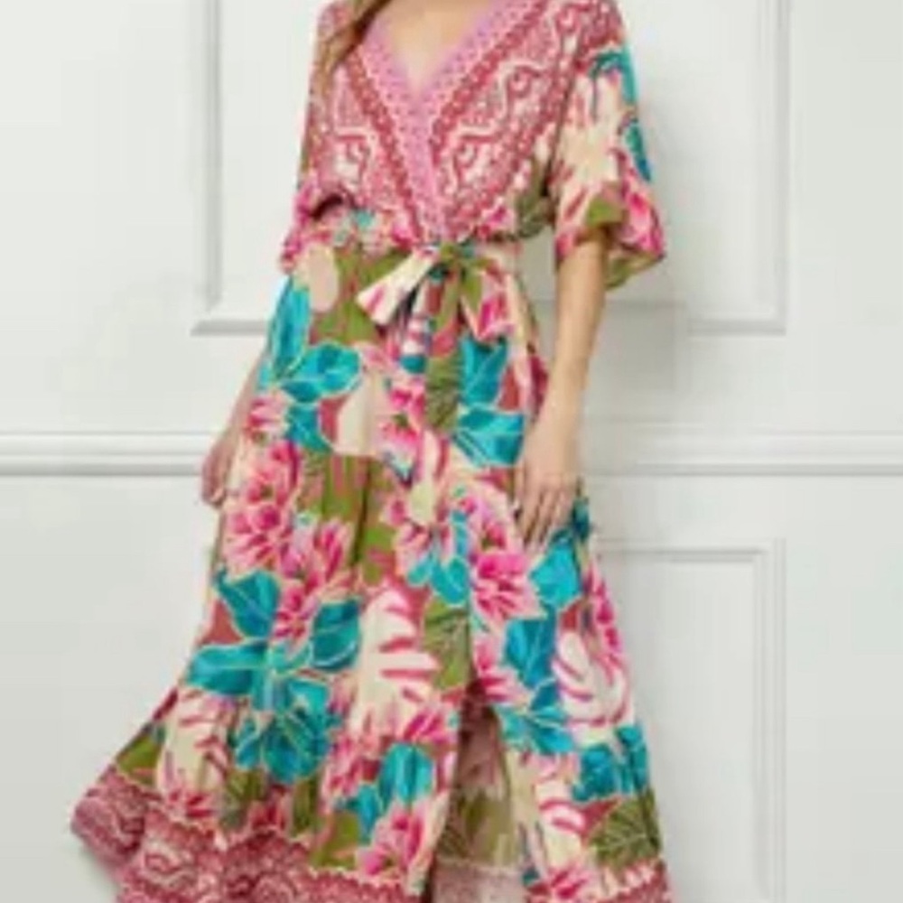 NWT Anthropologie Fig and Flower Floral Tiered Maxi Dress, M